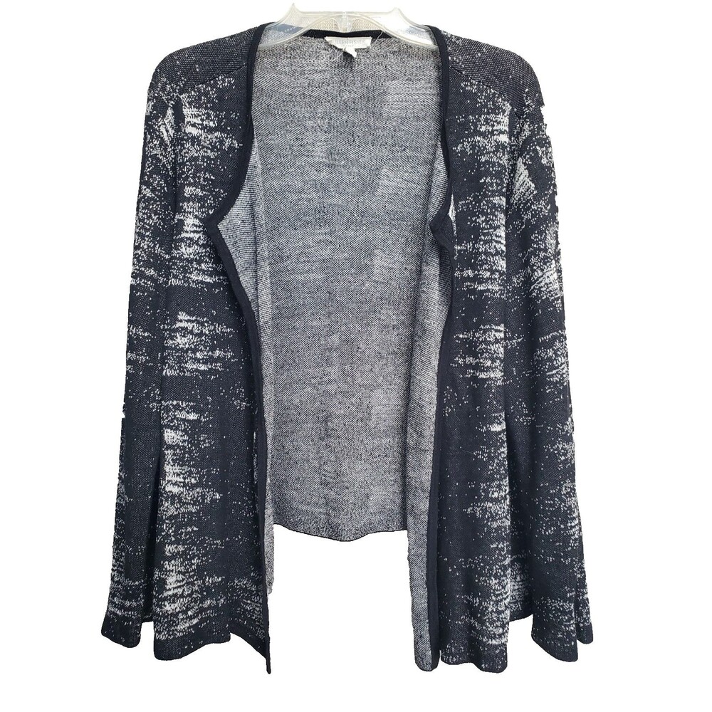 EILEEN FISHER Organic Linen/Nylon Space-Dye Long Sleeve Open Front Cardigan 1X